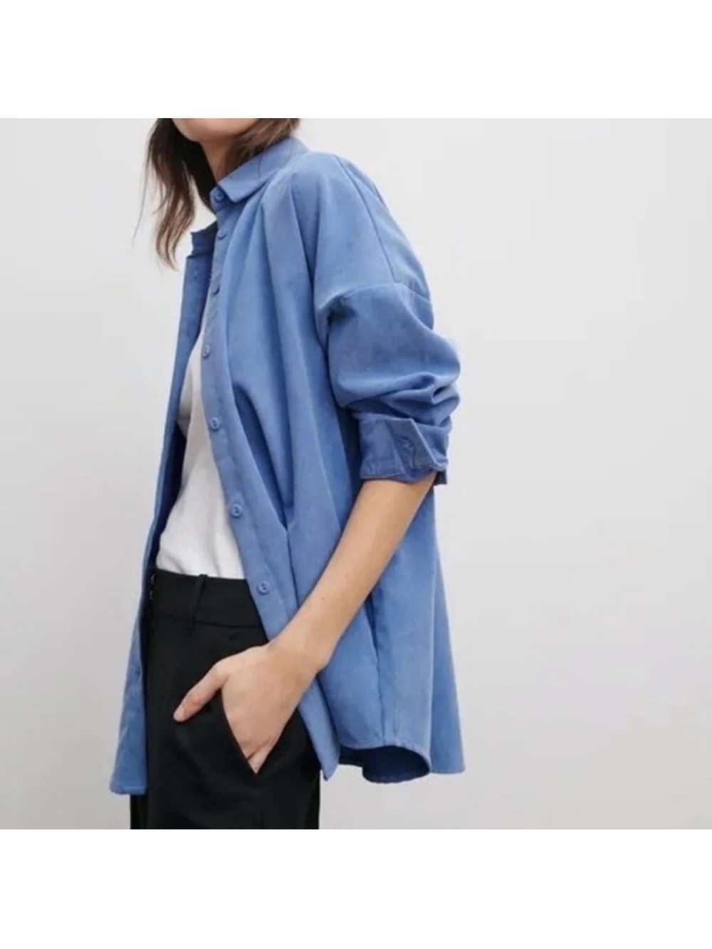 Zara Light Blue Oversized Button-Down Shirt